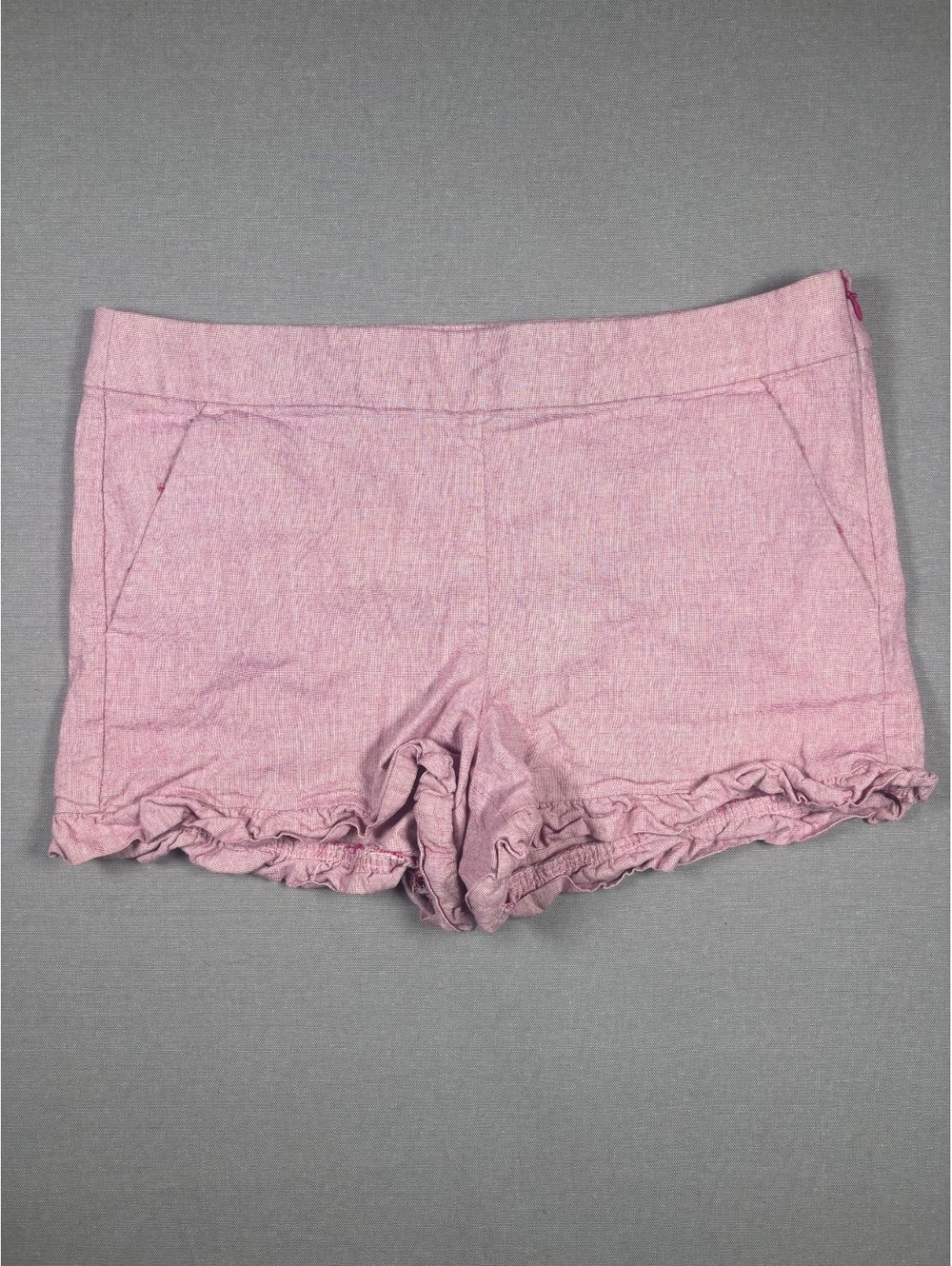 LOFT Women Pink Chino Shorts Size 8 Side Zip Flat Front Cotton Blend Casual